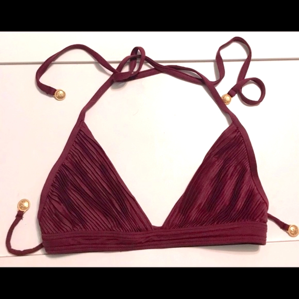 Juicy Couture Beach Royalty Triangle Bikini Top Small Merlot